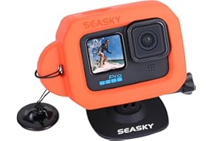 SEASKY Floating Floaty Protector Case & A1 Flexible Adhesive Mount Kit Accessories for Gopro Hero 13/12/11//10/9 Black Sports Action Camera