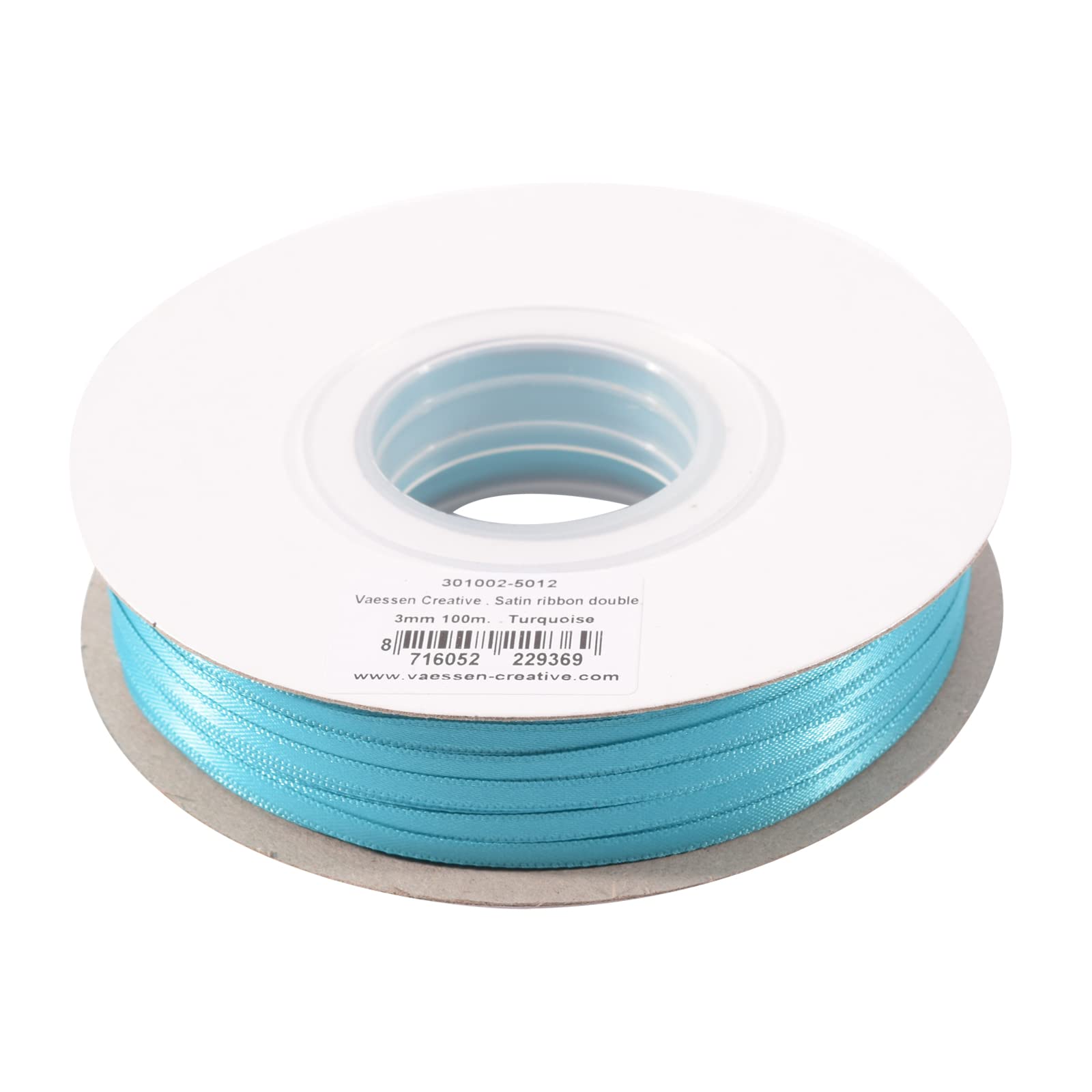 Vaessen Creative Satin Ribbon, Turqoise, 9mm x 10m, Elegant Shine for Card Making, Scrapbooks, Gift Wrapping and Other Craft Projects, Turquoise, 9 mm