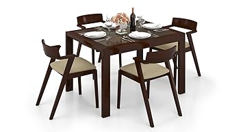 Urban Ladder Vanalen Thomson 4 Seater Dining Table Set (Matte Finish, Beige)