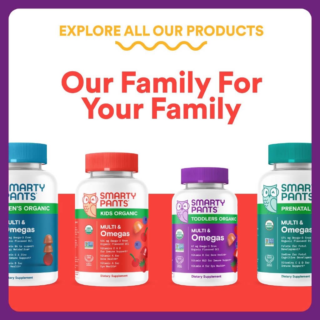 SmartyPants Kids Multivitamin & Immunity Gummies: Vitamins C, D, B6, B12, A, and Zinc for Immune Support, Biotin, Iodine, Gluten Free, Two Fruit Flavors, 60 Count (30 Day Supply)