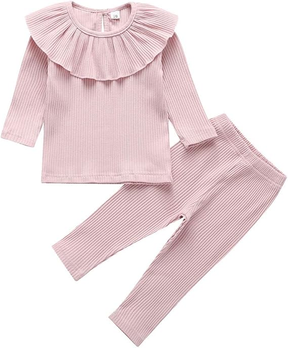 Amazon Cousannory 子供 ルームウェア ベビー パジャマ 人気 キッズ服 女の子 長袖 無地 フリル Tシャツ パンツ 上下セット 柔らかい キッズ 赤ちゃん服 プルオーバー ズボン 2点セット 幼児 ソフト 部屋着 寝間着 ナイトウェア 春秋冬 パジャマ 通販