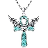 Midir&Etain Turquoise Cross Necklace 925 Sterling Silver Western Pendant Turquoise Cross Jewelry Gifts for Women Men
