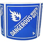 Laminated Dangerous When Wet Hazard Class 4 D.O.T Labels 4 x 4 Inch Square 500 Stickers on a Roll
