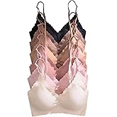 BEAUDRM Women's 6 Pieces Bra Scallop Seamless Padded Comfy Wireless Bralettes Cami Tops