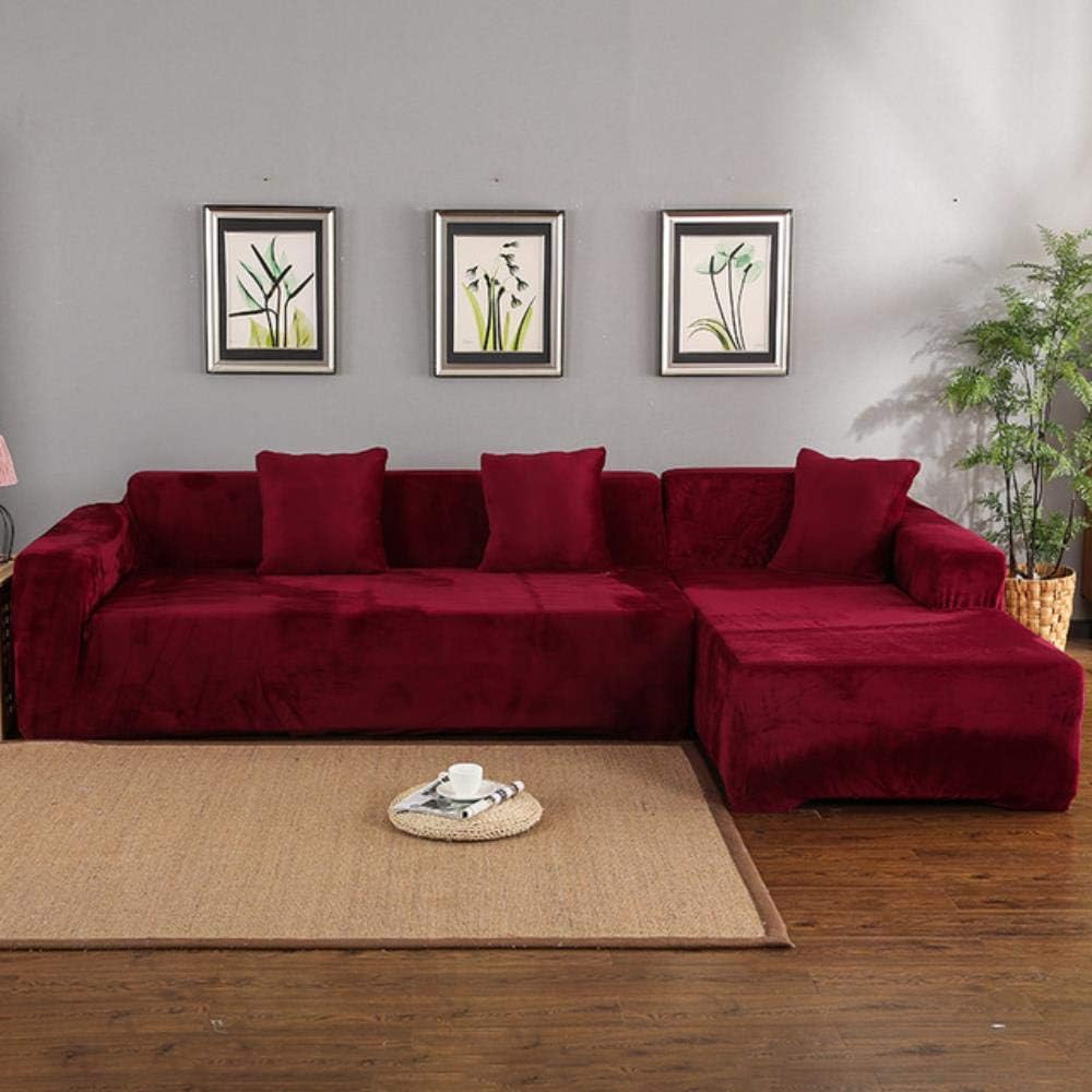 YCXHT Velvet 2pcs Covers for Corner Sofa Living Room L Shaped Couch