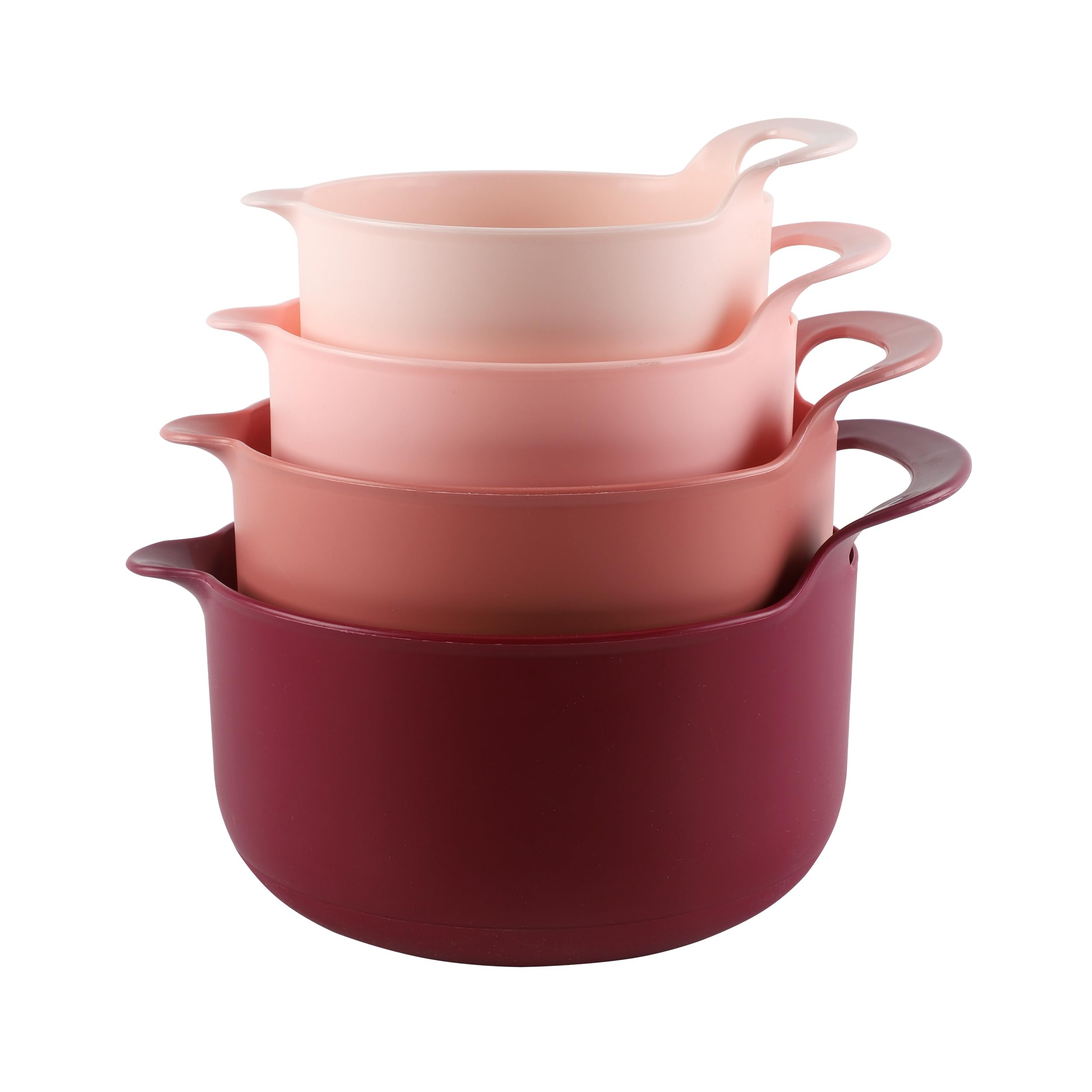 Photo 1 of COOK WITH COLOR Nesting Plastic Mixing Bowl Set with Pour Spouts and Handles, Rose, 4 Piece Non-Slip