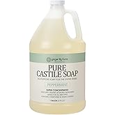 Ginger Lily Farms Botanicals Pure Castile Liquid Soap Refill, Peppermint Scent, 1 Gallon, All-Purpose Cleaner for Body, Face, Hair, Dishes, Laundry & Pets, Non-GMO, 100% Vegan & Cruelty-Free