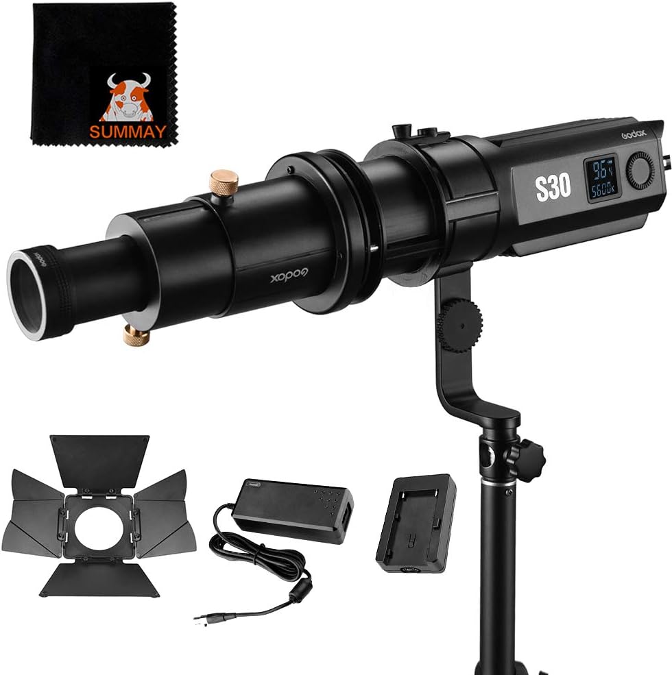 GODOX S30 Focusing LED Video Light Spotlight + Godox SAP