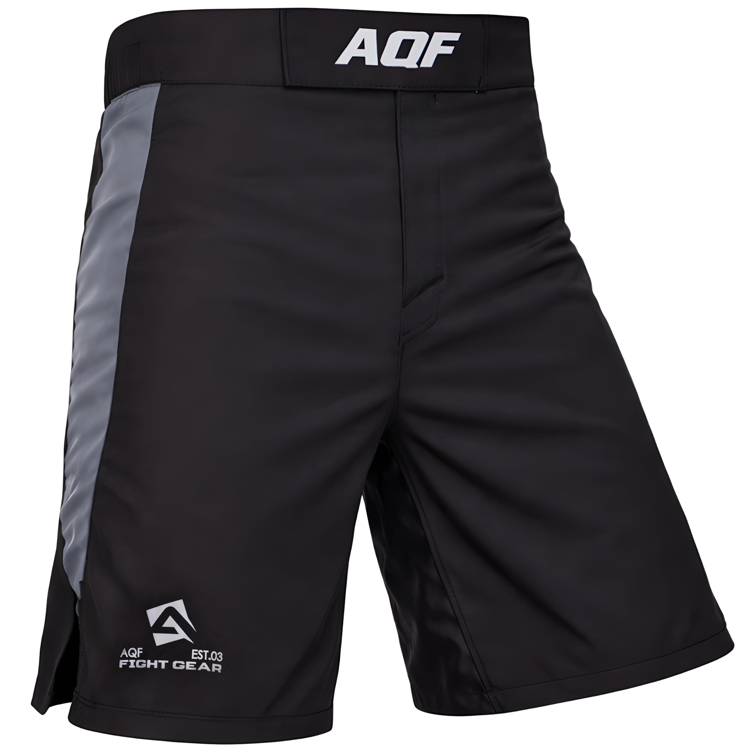 AQF Combat MMA Shorts UFC Cage Fighting Grappling Kick Boxing Gym Short 4-Way Stretch Moisture Wicking Training Shorts, Black, M