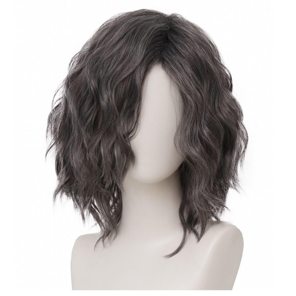 Salaibs Grey Short Mens Wig Synthetic Anime Gray Layered Natural Looking realistic Side Part Hair Wigs Cosplay Costume Wig Unisex