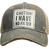 VINTAGE LIFE Distressed Baseball Caps Funny Trucker Hats with Sayings, Unisex (No Filter (Rust))