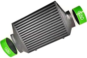 JN RACING Aluminum Bolt-On Top Mount Supercharger Turbo Intercooler with Intercooler Silicone Hose Boots Compatible With Mi ni Cooper S R53 1.6L 2002 2003 2004 2005 2006 (Green)