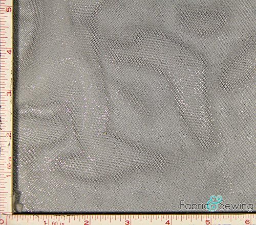 Grey and Silver Grey Metallic Foil Mesh Fabric 2 Way Stretch Polyester 5 Oz 57-58"