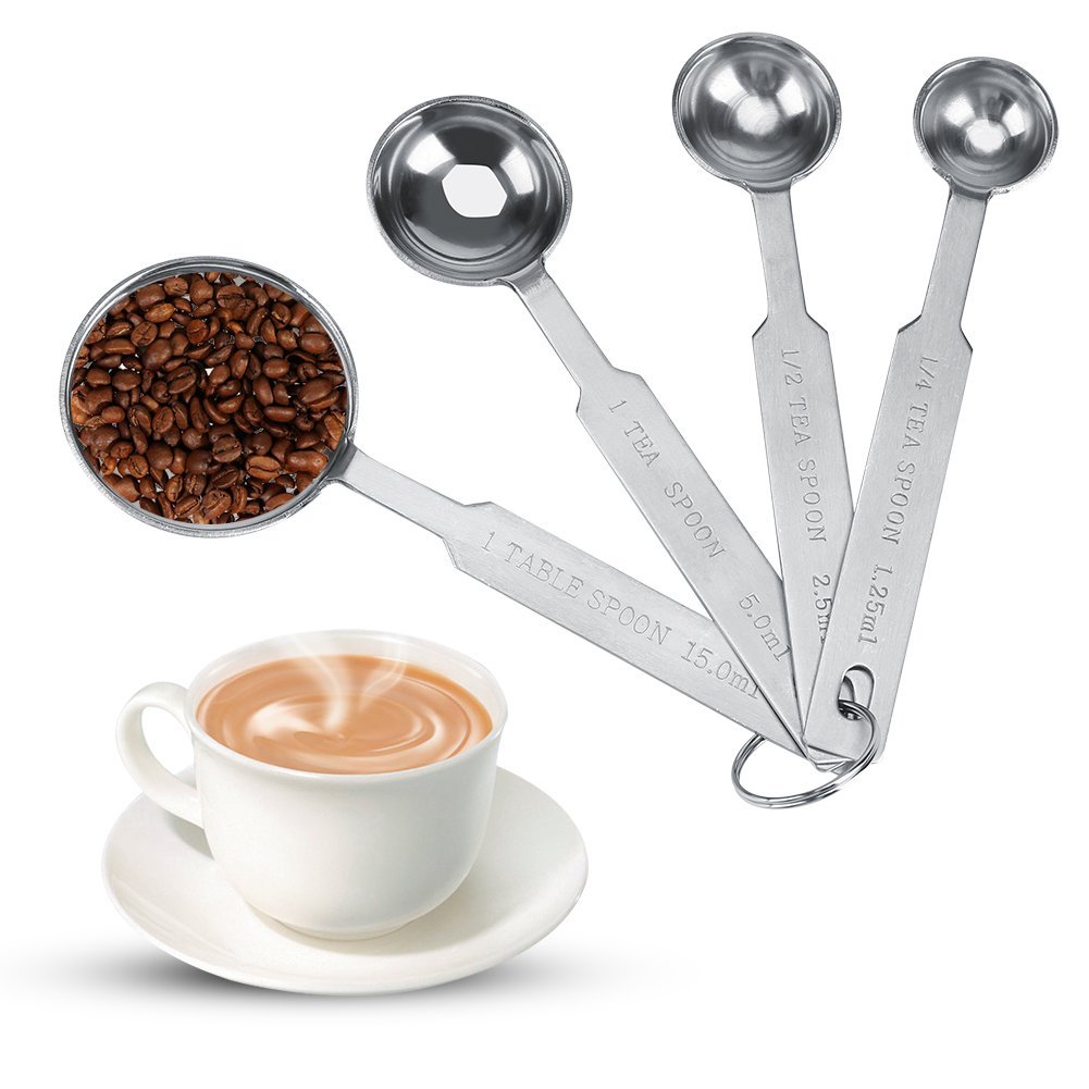 Stainless Steel Durable Measuring Spoons Cups Set of 4 for Dry and Liquid Ingredients Baking Cooking Accurate Tablespoons Home Kitchen Seasonings Tools