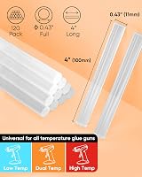 Shall Full Size Hot Glue Sticks 0.43x4 inch 120 Pack Clear for All-Temp Glue view 3
