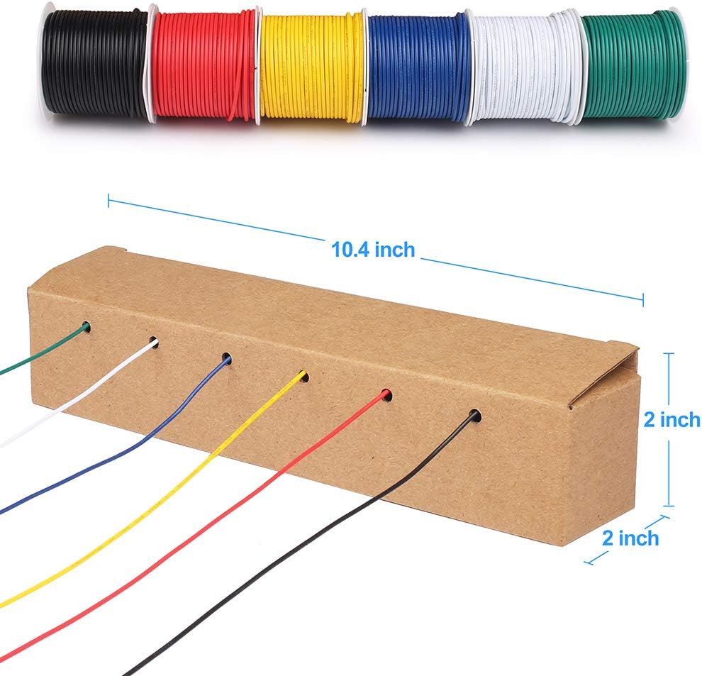 LotFancy 22AWG Stranded Wire, 6 Colors (30 Feet Each) Electrical Wire, Tinned Copper Hookup Wire Kit 22 Gauge 300V for DIY, Flexible, PVC Insulated, UL Approved: Industrial & Scientific