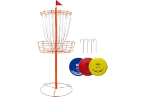 Disc Golf Basket - Portable Disc Golf Target with Heavy Duty 24-Chains Come with 3pcs Disc Golf Discs and Ground Stake -Suita