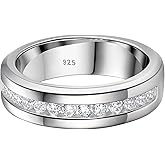 SweetJew Mens Lab-Created Moissanite Wedding Band 1ct 13 Round Cut Engagement Ring 925 Sterling Silver Size 7-14