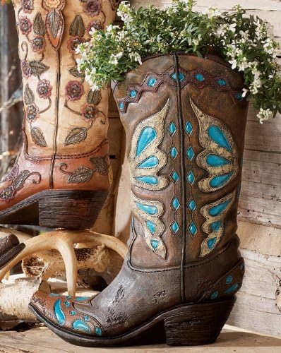 Amazon Com Turquoise Cowboy Boot Vase Western Decor Decorative