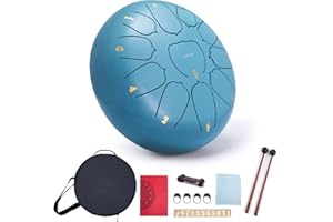VixxNoxx Rain Drum for Outside Garden, 10 Inches 11 Notes Steel Tongue Drum Handpan Percussion Instrument for Yoga Meditation & Sound Therapy, Adult Gift with Bag, Mallets & Songbook (Moss Blue)