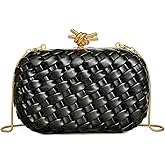 Handwoven Clutch Evening Bag for Women – Structured PU Leather Purse with Chain Strap for Wedding, Party & Date Night