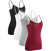 Rosyline 4 Piece Women Camisole Basic Undershirt Adjustable Spaghetti Strap Tank Top