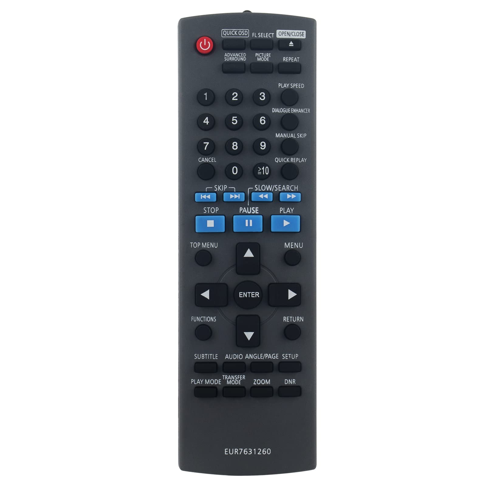 AULCMEET EUR7631260 Replacement Remote Control Compatible with Panasonic Blu-ray BD DVD Player Home Cinema DVDS511 DVDS511EK DVDS33ES DVDS33 DVDS33EK