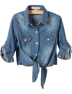 bow peep denim tie shirt