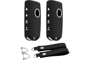 Koaudb Silicone Key Fob Cover Compatible with 2024-2019 Mazda 4 Buttons Mazda 3 Mazda 3 Hatchback Mazda 6 CX-5 CX-50 CX-30 CX-9 Rubber Car Key Shell Case with Keychain 2 Pack (Mzda-BB)