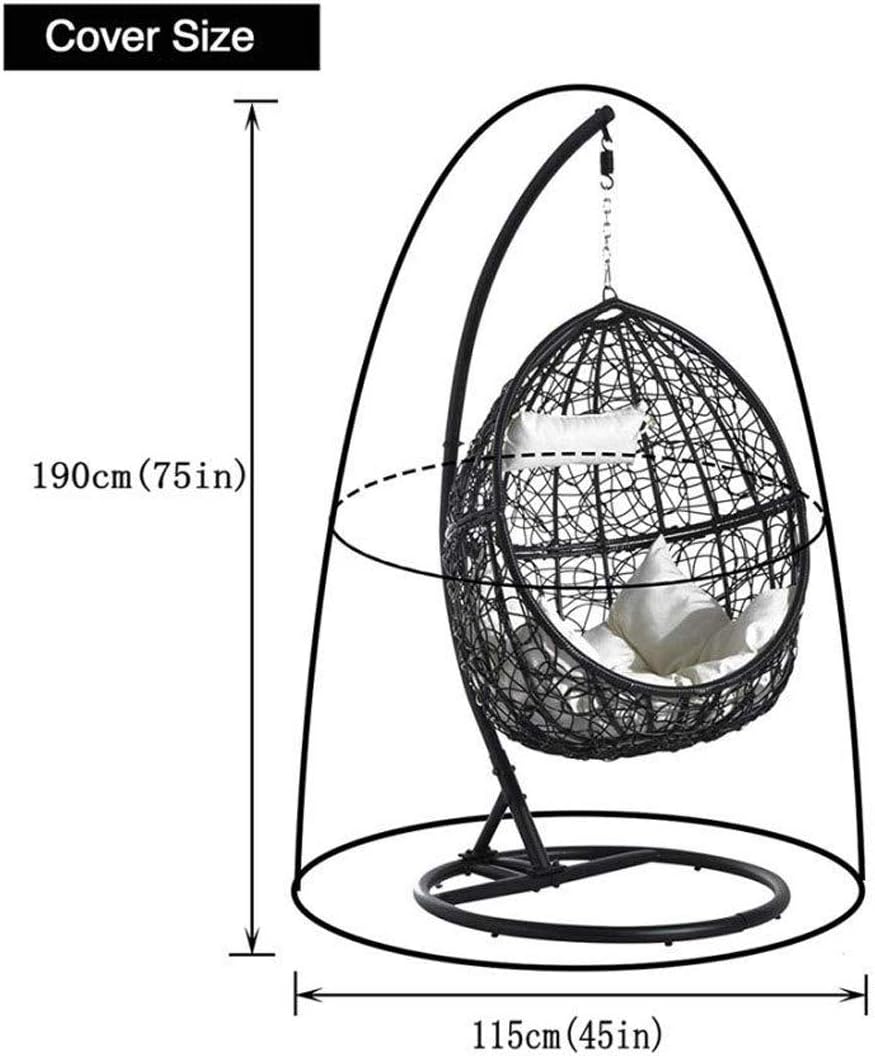 Xinyanmy Patio Hanging Chair Cover Waterproof 210D Oxford Fabric with PVC Lining Swing Chair Cover Veranda Patio Egg Chair Cover with Storage Bag 190x115CM - Image 5