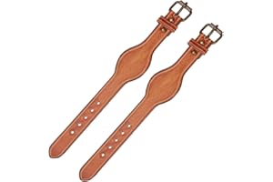 CALFOVERA 2PCS Genuine Leather Contoured Horse Hobble Strap Western Saddle Stirrup Replacement Hobbles with Buckles Brown Cowhide Leather Heavy Weighted Harness Buckle Closure for Horse