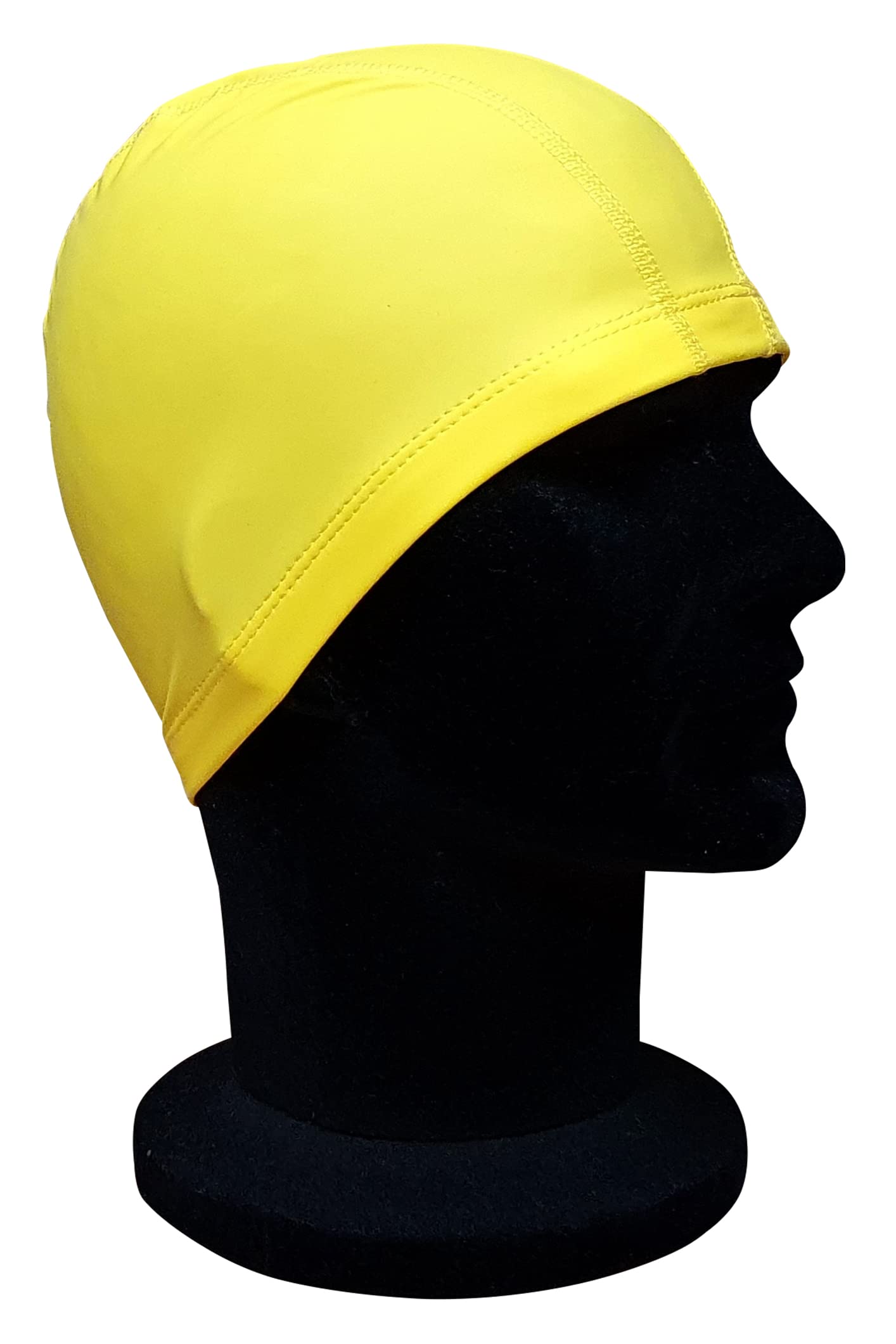CHEX Elasticated Synthetic Soft And Easy Fit Pull On Swimming Hat Sheen Finish Plain Colours Flexible Swim Cap One Size Ages 3+ Years (Yellow)