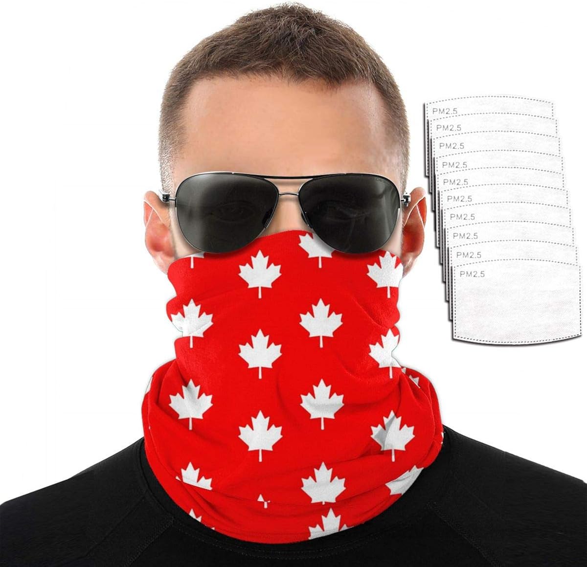 Canada Flag Maple Leaf Balaclavas Scarf Bandanas with Safety Carbon