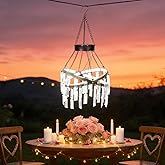 Solar Hanging Crystal Chandelier Outdoor Garden Decorative Lights Bright White 5ft LED Strip Waterproof Hanging Lantern for Valentine Gifts Garden Gazebo, Party, Wedding Style 1