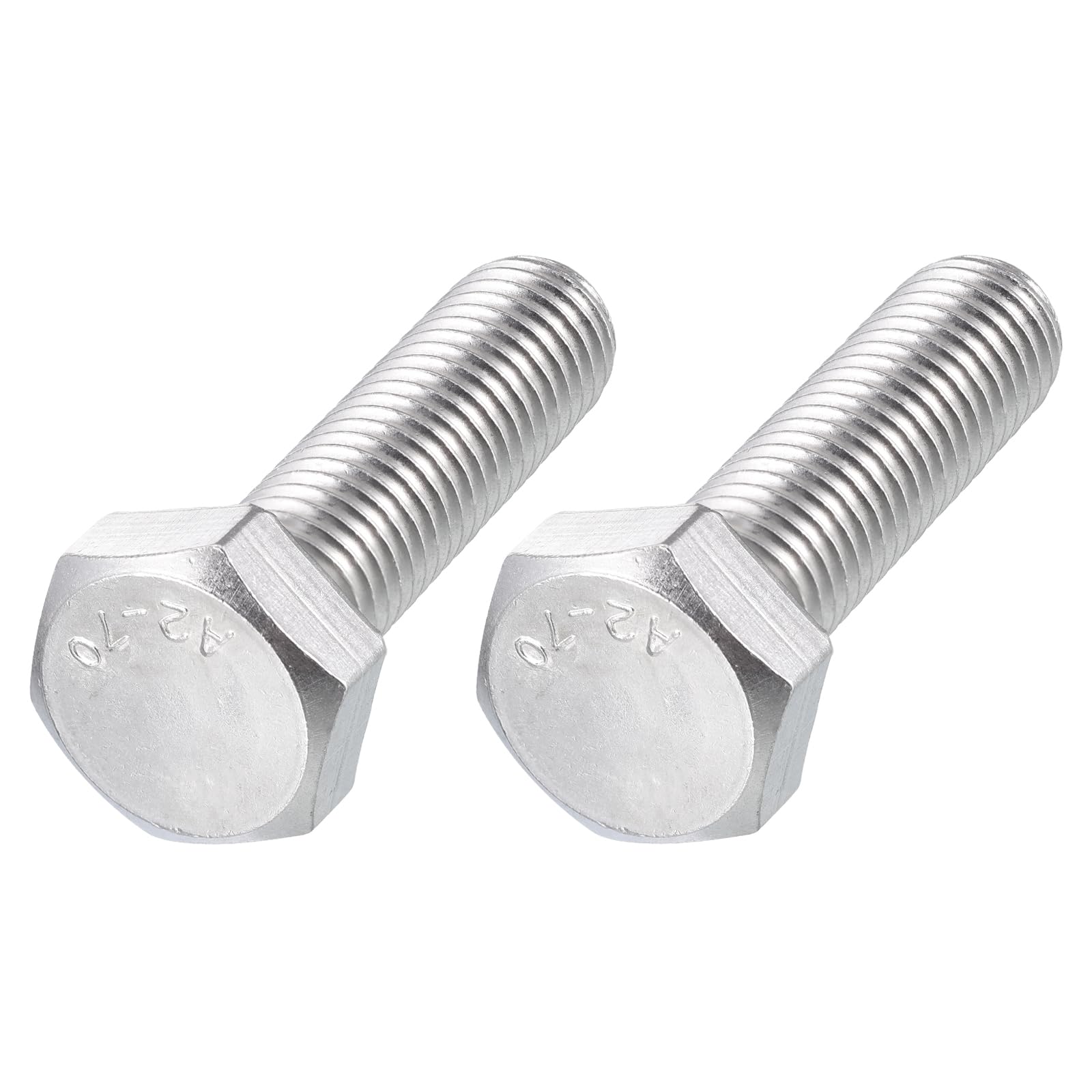 METALLIXITY Hex Bolts (M14-2x50mm) 2Pcs, 304 Stainless Steel Coarse Fully Threaded Hex Head Screw Bolt Machine Screws - for Furniture Repair, Silver