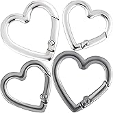 BEIQIYA 4pcs Heart Shaped Keycahin Clip, Multipurpose Heavy Duty Keychain Clip with 2 Sizes, Zinc Alloy Spring Snap Key Chain Clips for Camping Hiking Outdoor Activities- Black & Silver