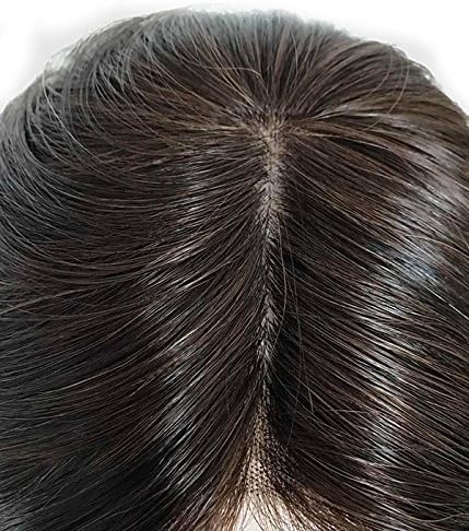 uniwigs® 4.7"*5" Remy Human Hair Topper Pieces Silk Top Base Natural Straight Natural Parting Line Hair Topper for Hair Loss or Thin Hair(G-2, 12")