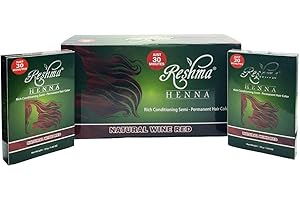 Reshma Beauty 30 Minute Henna Hair Color | Infused with Natural Herbs, For Soft Shiny Hair | Henna Hair Color/Dye, 100% Gray Coverage | Semi Permanent | Ayurveda Hair Products (Wine Red, Pack Of 12)
