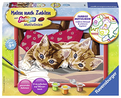 Ravensburger Malen nach Zahlen 28342 - Zwei Schmusekätzchen - Für Kinder ab 9 Jahren