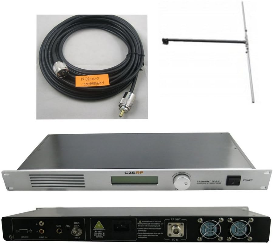CZH CZE-T501 30W 50W PLL Professional FM Broadcast Radio Transmitter 87-108Mhz DP100 Dipole Antenna Kit