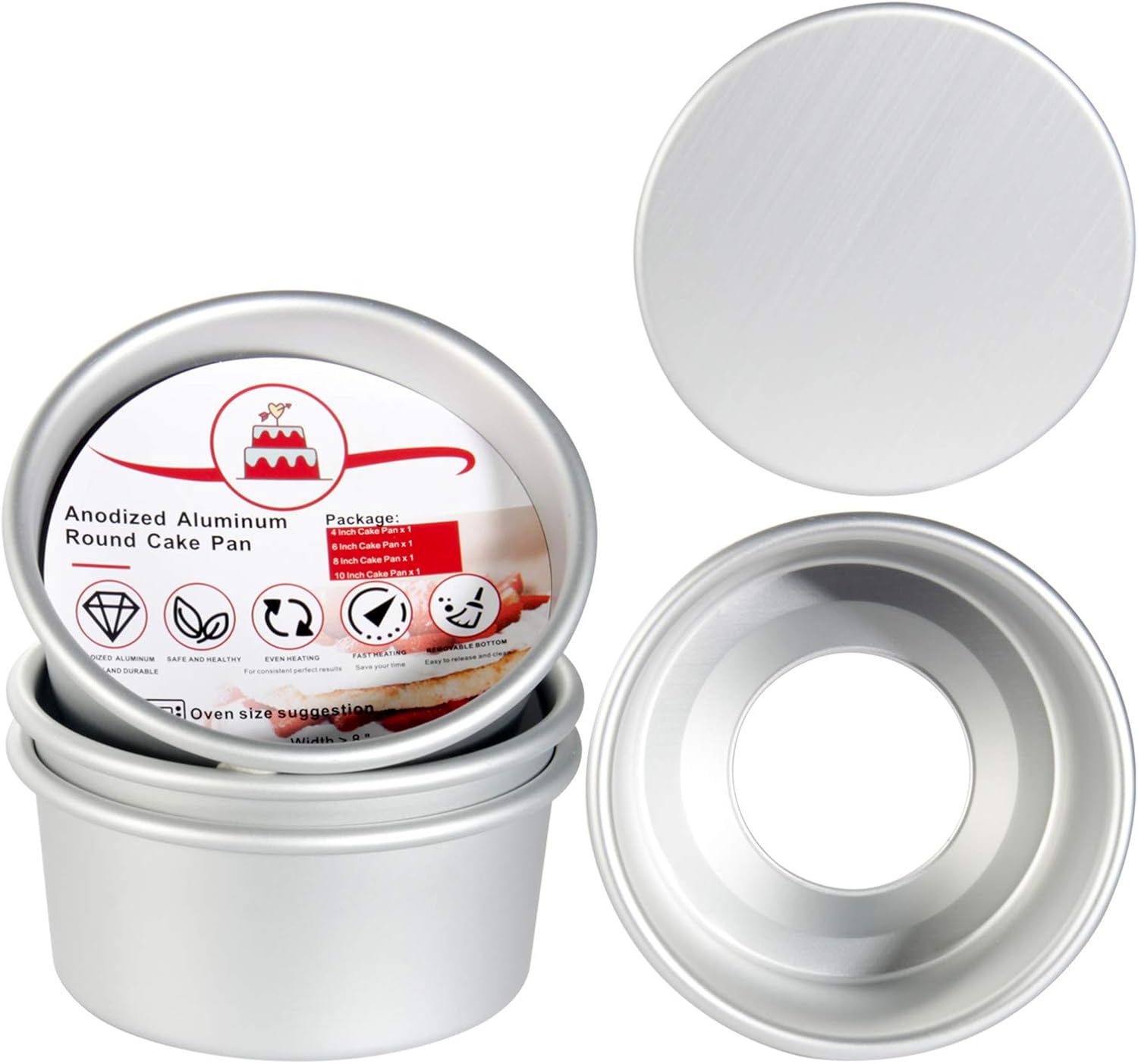 4 Inch Round Cake Pan Set of 4, OAMCEG Mini Aluminum