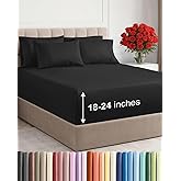 Extra Deep Queen Sheet Set - 6 Piece Breathable and Cooling Sheets - Hotel Luxury Bedding for Women, Men, Kids & Teens - Easy & Secure Fit - Soft, Wrinkle Free and Comfy - Extra Deep Pockets - Black