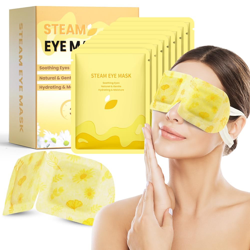 Flintronic Steam Eye Mask, 12 Packs Heated Eye Mask, Chamomile Self Heating Eye Mask, Disposable Sleep Eye Mask, Moist Hot Compress Eye Patch