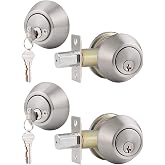 Gobrico Keyed Alike Double Cylinder Deadbolts Door Locks Satin Nickel Keyd Both Sides Door Locksets for Exterior Interior Door 2 Pack