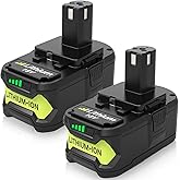 2 Pack Upgrade 8000mAh High Capacity P108 Replacement for Ryobi 18V Battery Lithium ion Compatible with Ryobi 18 Volt Battery P102 P103 P104 P105 P107 P108 P109 P122 Cordless Tool Batteries (Green)
