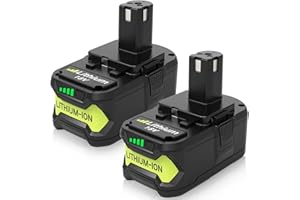 BOETPCR 2 Pack Upgrade 8000mAh High Capacity P108 Replacement for Ryobi 18V Battery Lithium ion Compatible with Ryobi 18 Volt Battery P102 P103 P104 P105 P107 P108 P109 P122 Cordless Tool Batteries (Green)