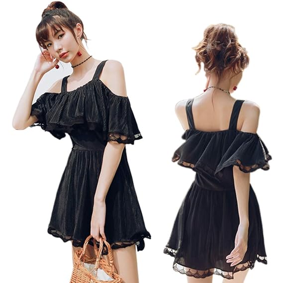 Amazon タンキニ 水着 レディース フレアトップ ワンピース 背中が