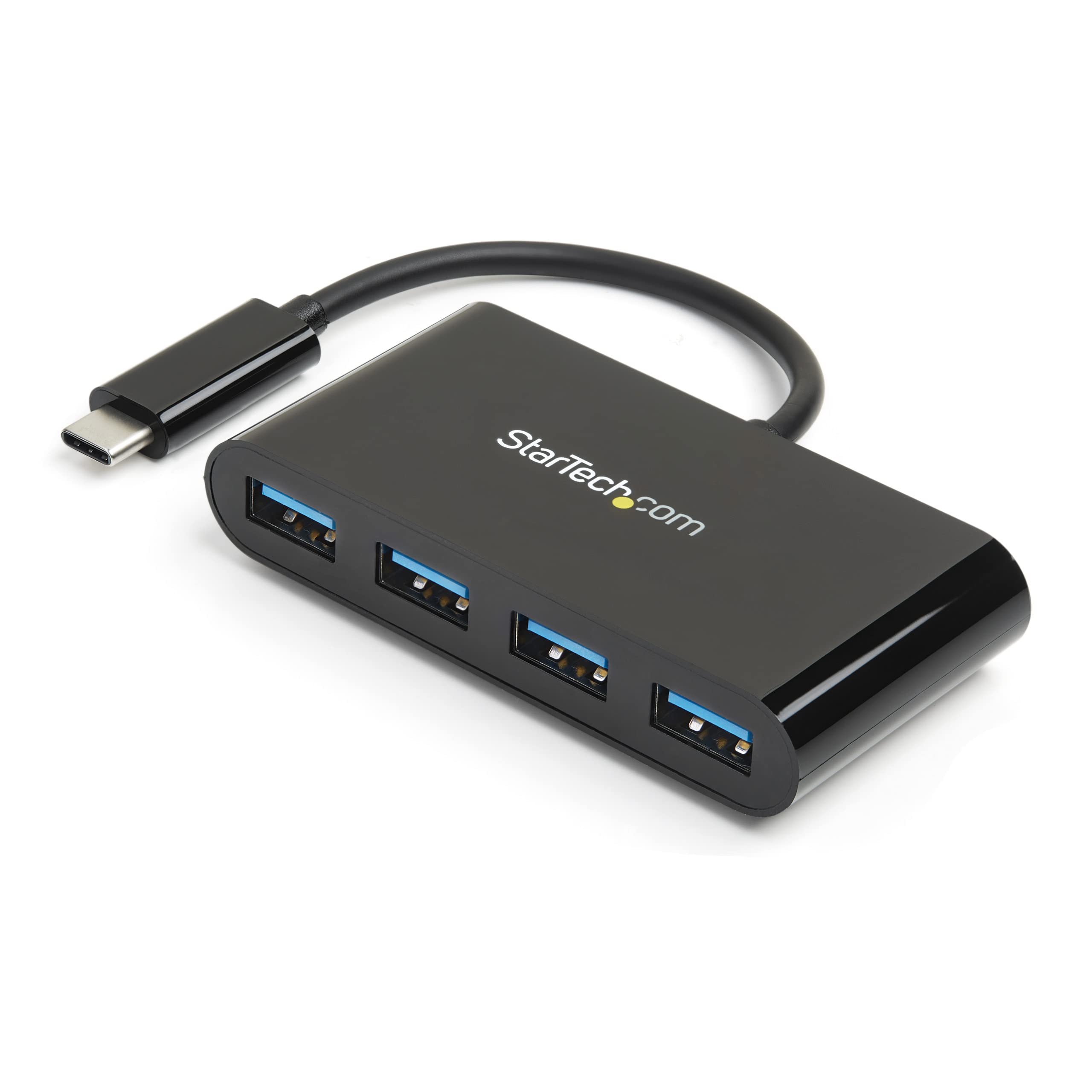 StarTech.com 4-Port USB-C Hub - Portable USB-C to 4x USB-A Hub - Bus-Powered USB 3.1 Gen 1 Type-C Hub - USB 3.0 Port Expander (HB30C4AB), Black, 15.2mm x 40.6mm x 78.7mm
