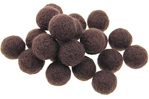 Zasy 30mm Needle Wool Felt Balls Foam Filled Wool Felt Pom Pom Home Decor DIY (Brown)