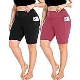 FULLSOFT Plus Size Biker Shorts for Women-High Waist X-Large-4X Tummy Control with Pockets Workout Shorts for Yoga